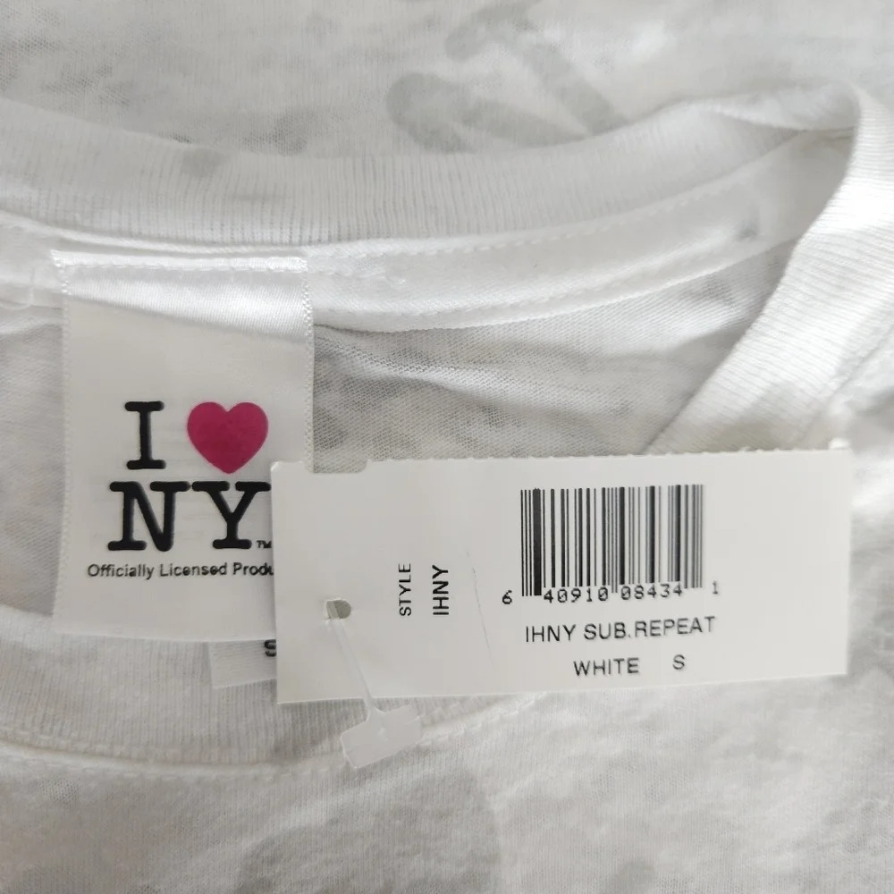 I Love Heart New York Tee Shirt White Burnout Short Sleeve Top - Picture 6 of 9